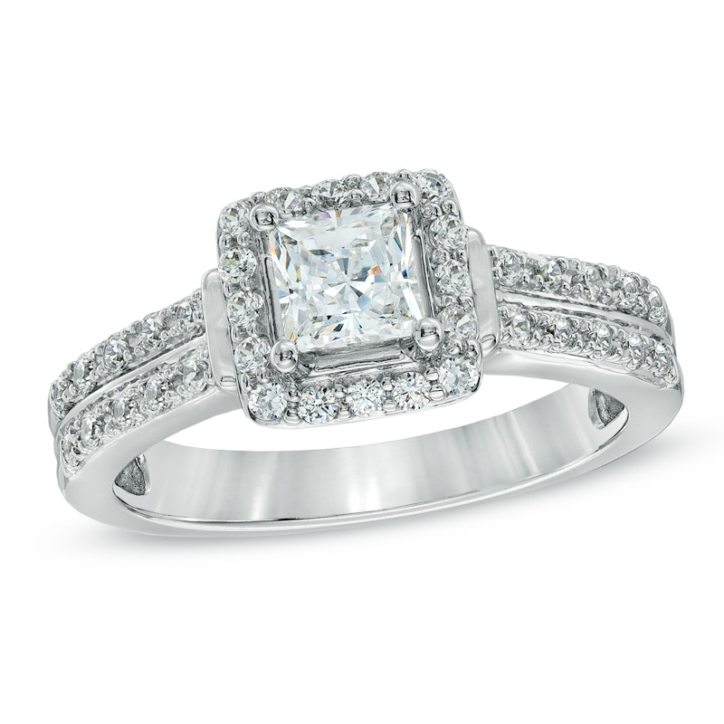 Main Image 1 of Previously Owned - 1 CT. T.W. Diamond Square Frame Vintage-Style Engagement Ring in 14K White Gold