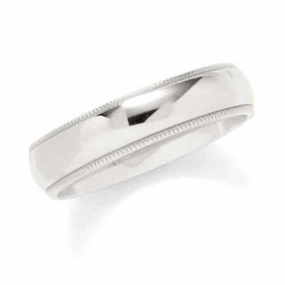 Previously Owned - Men's 5.0mm Comfort Fit Wedding Band in 14K White Gold