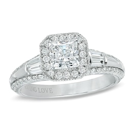Previously Owned - Vera Wang Love Collection 1 CT. T.W. Princess-Cut Diamond Edge Engagement Ring in 14K White Gold