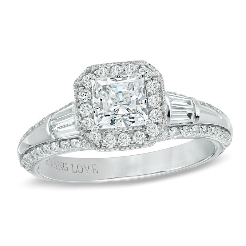 Main Image 1 of Previously Owned - Vera Wang Love Collection 1 CT. T.W. Princess-Cut Diamond Edge Engagement Ring in 14K White Gold