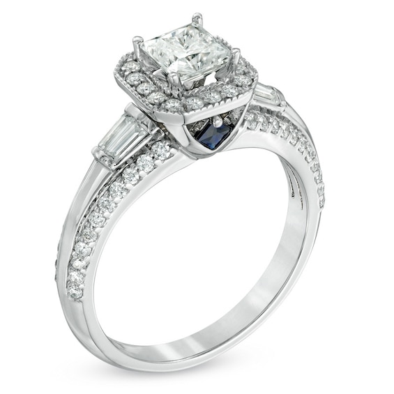 Previously Owned - Vera Wang Love Collection 1 CT. T.w. Princess-Cut Diamond Edge Engagement Ring in 14K White Gold
