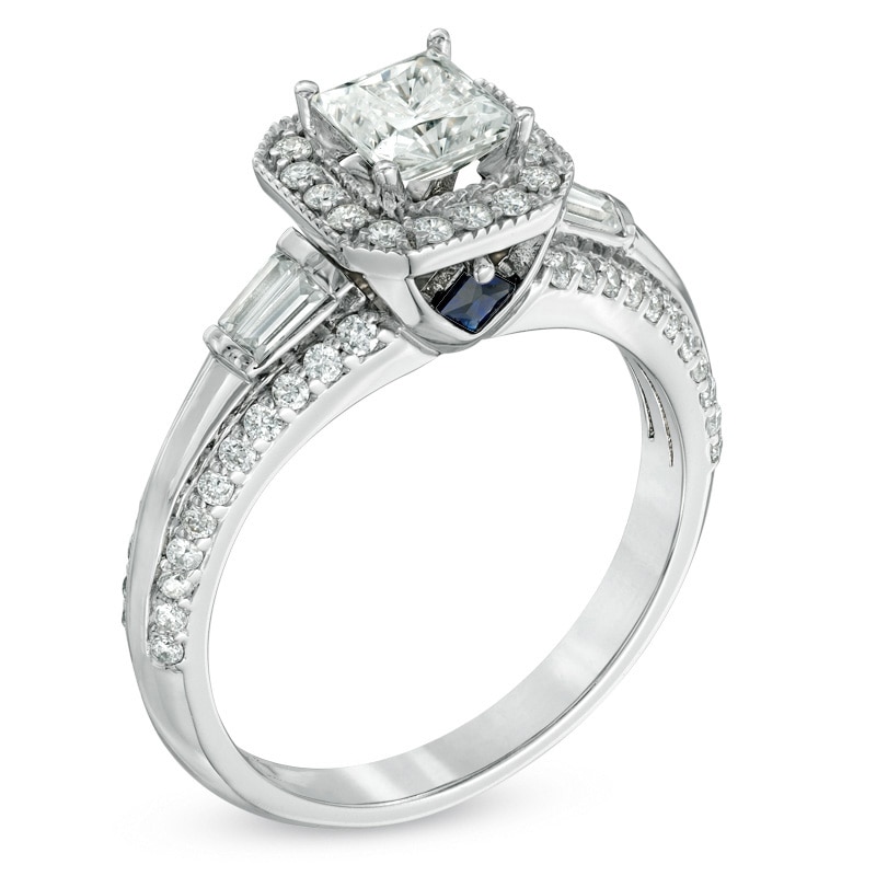 Main Image 2 of Previously Owned - Vera Wang Love Collection 1 CT. T.W. Princess-Cut Diamond Edge Engagement Ring in 14K White Gold