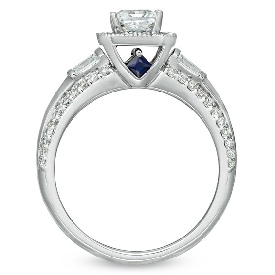 Previously Owned - Vera Wang Love Collection 1 CT. T.w. Princess-Cut Diamond Edge Engagement Ring in 14K White Gold