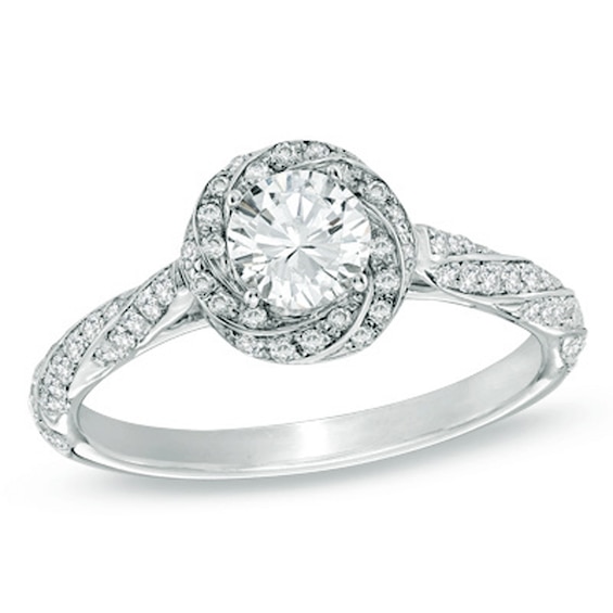 Previously Owned - Celebration 102® 7/8 CT. T.w. Diamond Cascading Frame Engagement Ring in 18K White Gold (I/Si2)