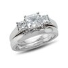 Thumbnail Image 1 of Previously Owned - 1-3/8 CT. T.W. Princess-Cut Diamond Three Stone Bridal Set in Platinum (H/SI2)