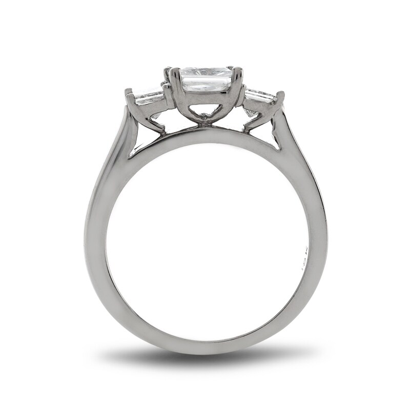 Main Image 3 of Previously Owned - 1-3/8 CT. T.W. Princess-Cut Diamond Three Stone Bridal Set in Platinum (H/SI2)