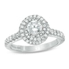 Thumbnail Image 1 of Previously Owned - Vera Wang Love Collection 1 CT. T.W. Diamond Swirl Frame Engagement Ring in 14K White Gold