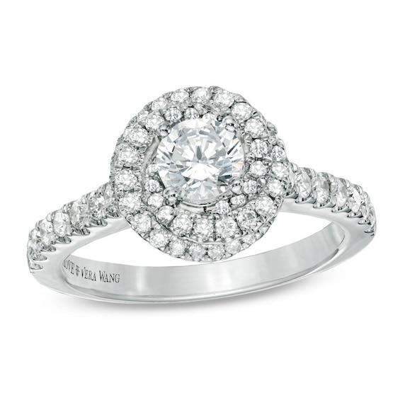 Previously Owned - Vera Wang Love Collection 1 CT. T.w. Diamond Swirl Frame Engagement Ring in 14K White Gold