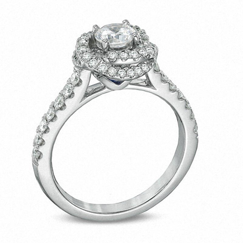 Main Image 2 of Previously Owned - Vera Wang Love Collection 1 CT. T.W. Diamond Swirl Frame Engagement Ring in 14K White Gold