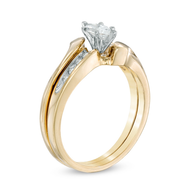 Main Image 2 of Previously Owned - 1/2 CT. T.W. Marquise Diamond Bypass Bridal Set in 10K Gold