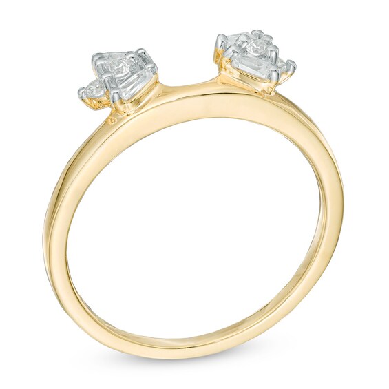 Previously Owned - 1/4 CT. T.w. Baguette and Round Diamond Solitaire Enhancer in 10K Gold