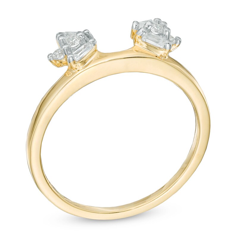 Main Image 2 of Previously Owned - 1/4 CT. T.W. Baguette and Round Diamond Solitaire Enhancer in 10K Gold
