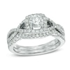 Thumbnail Image 1 of Previously Owned - 1 CT. T.W. Enhanced Black and White Diamond Bridal Set in 14K White Gold