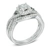 Thumbnail Image 2 of Previously Owned - 1 CT. T.W. Enhanced Black and White Diamond Bridal Set in 14K White Gold