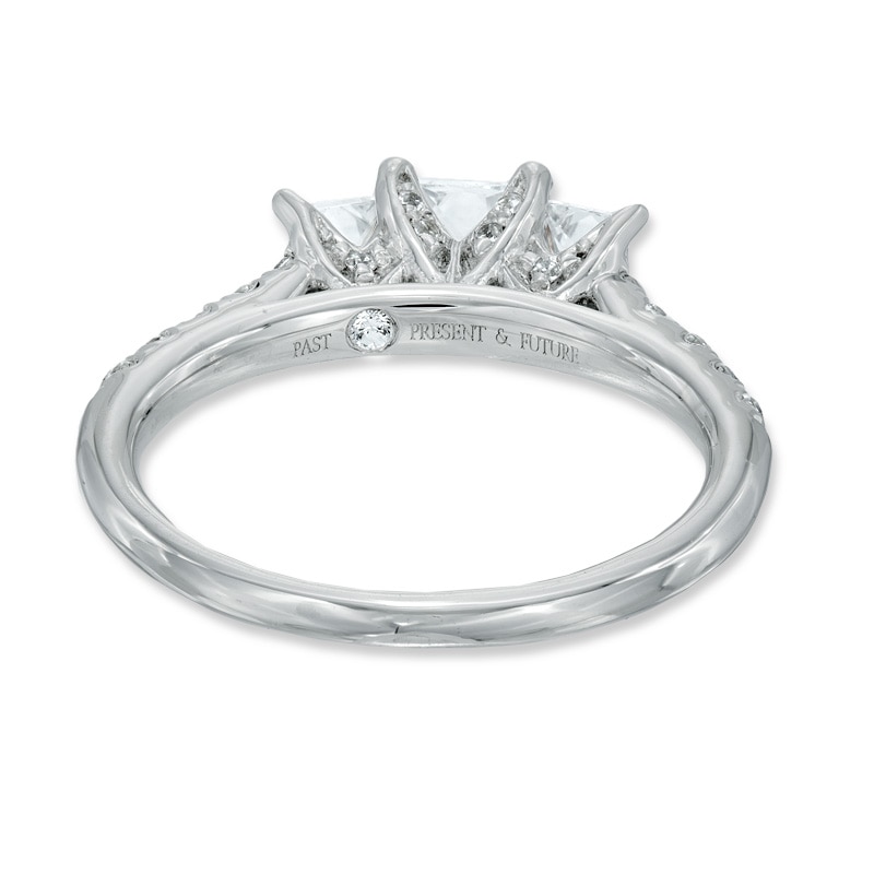 Main Image 3 of Previously Owned - 1 CT. T.W. Princess-Cut Diamond Past Present Future® Ring in 14K White Gold