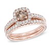 Thumbnail Image 1 of Previously Owned - 1-1/4 CT. T.W. Champagne and White Diamond Frame Bridal Set in 14K Rose Gold