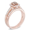 Thumbnail Image 2 of Previously Owned - 1-1/4 CT. T.W. Champagne and White Diamond Frame Bridal Set in 14K Rose Gold