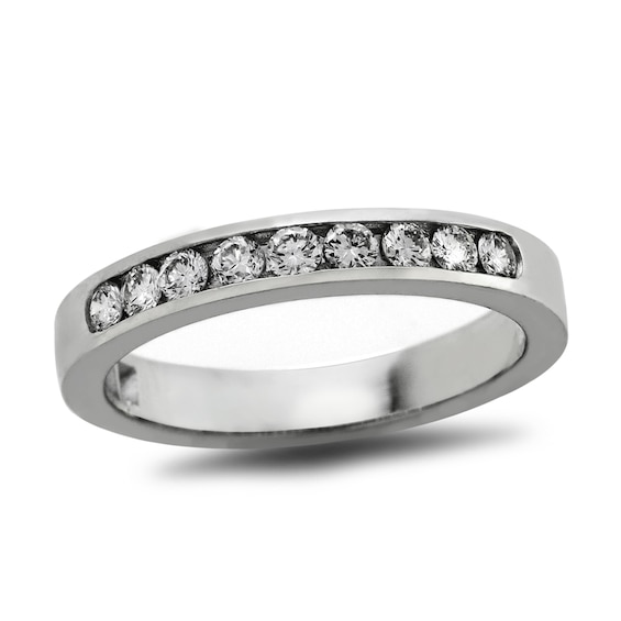 Previously Owned - 1/4 CT. T.w. Diamond Nine Stone Wedding Band in Platinum (H/Si1)