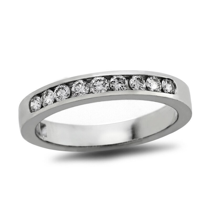 Main Image 1 of Previously Owned - 1/4 CT. T.W. Diamond Nine Stone Wedding Band in Platinum (H/SI1)