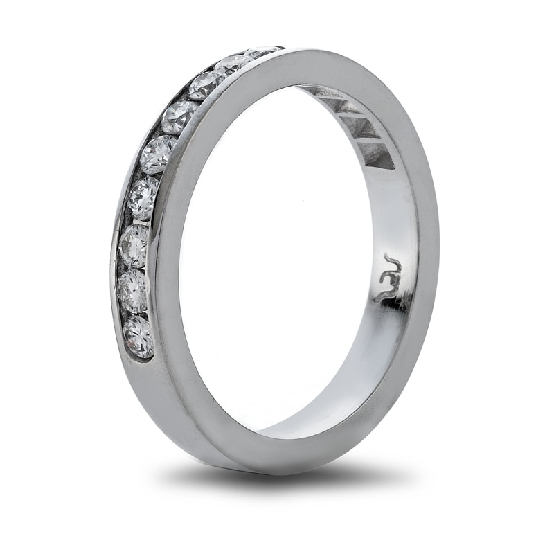 Main Image 2 of Previously Owned - 1/4 CT. T.W. Diamond Nine Stone Wedding Band in Platinum (H/SI1)