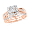 Thumbnail Image 1 of Previously Owned - 1/2 CT. T.W. Quad Diamond Frame Bridal Set in 10K Rose Gold