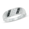 Thumbnail Image 1 of Previously Owned - Men's 1/4 CT. T.W. Enhanced Black and White Diamond Slant Ring in Sterling Silver