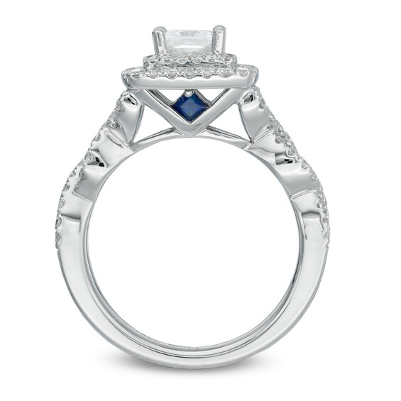 Previously Owned - Vera Wang Love Collection 1-1/4 CT. T.w. Princess-Cut Diamond Frame Engagement Ring in 14K White Gold