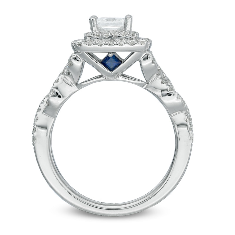 Main Image 3 of Previously Owned - Vera Wang Love Collection 1-1/4 CT. T.W. Princess-Cut Diamond Frame Engagement Ring in 14K White Gold