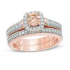 Thumbnail Image 1 of Previously Owned - 5.0mm Morganite and 3/4 CT. T.W. Diamond Bridal Set in 10K Rose Gold