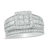 Thumbnail Image 1 of Previously Owned - 1-1/2 CT. T.W. Princess-Cut Quad Diamond Frame Bridal Set in 10K White Gold