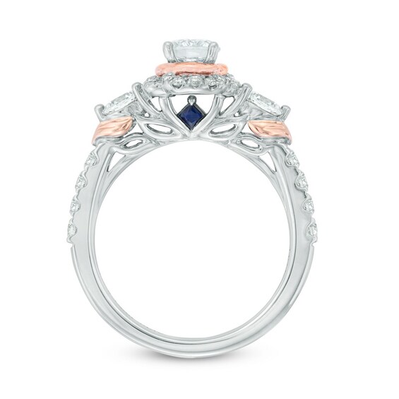 Previously Owned - Vera Wang Love Collection 1 CT. T.w. Diamond Frame Three Stone Engagement Ring in 14K Two-Tone Gold