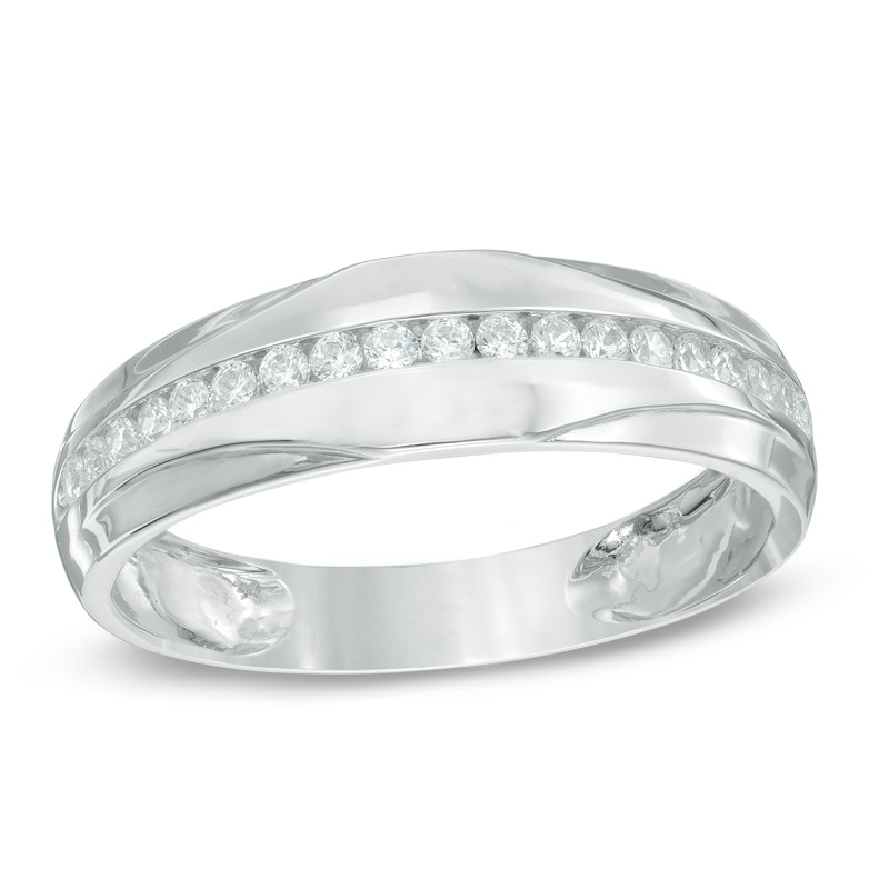 Main Image 1 of Previously Owned - Men's 1/3 CT. T.W. Diamond Wedding Band in 10K White Gold