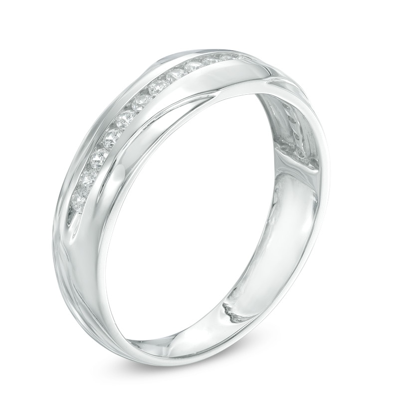 Main Image 2 of Previously Owned - Men's 1/3 CT. T.W. Diamond Wedding Band in 10K White Gold
