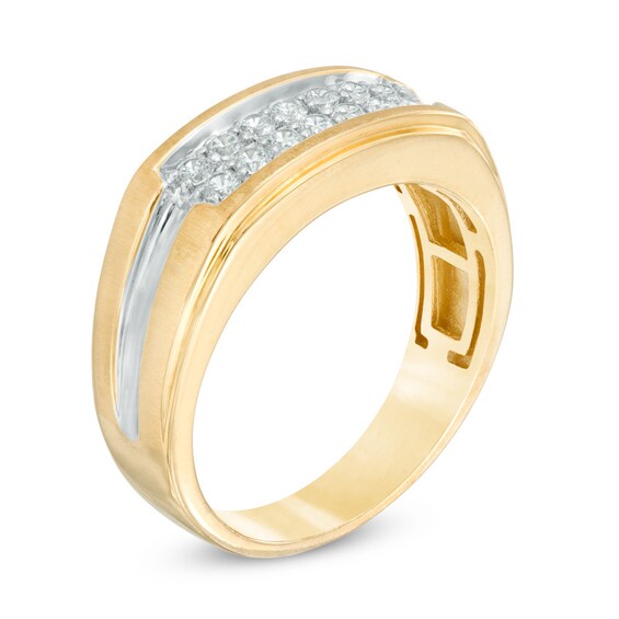 Previously Owned - Men's 1/2 CT. T.w. Diamond Double Row Band in 10K Two-Tone Gold