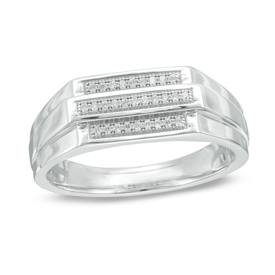 Previously Owned - 1/15 CT. T.w. Diamond Three Row Band in Sterling Silver