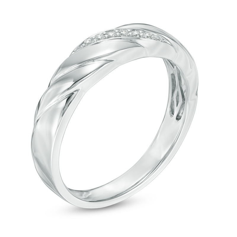 Main Image 3 of Previously Owned - 1/3 CT. T.W. Composite Diamond Channel-Set Vintage-Style Oval Frame Engagement Ring in 14K White Gold