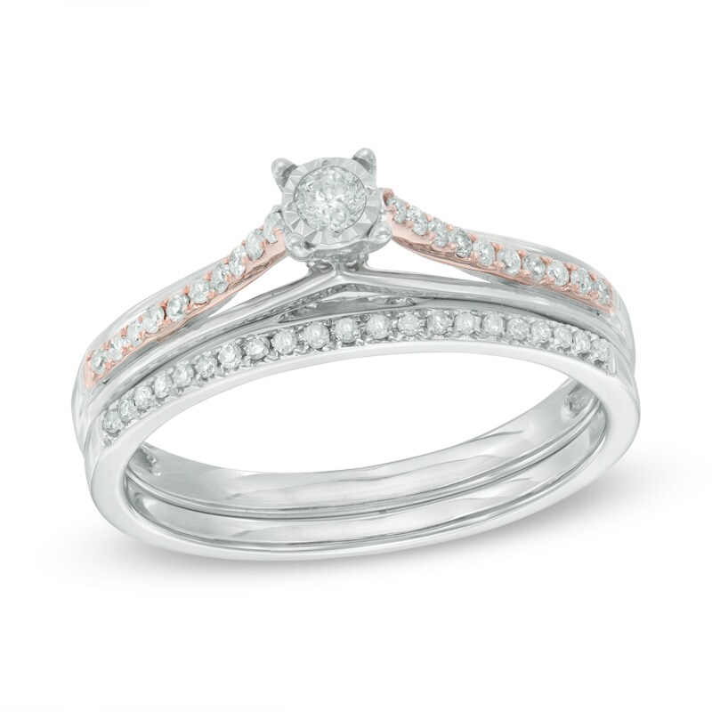 Previously Owned - 1/4 CT. T.W. Diamond Bridal Set in 10K Two-Tone Gold