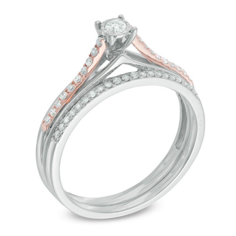 Previously Owned - 1/4 CT. T.W. Diamond Bridal Set in 10K Two-Tone Gold