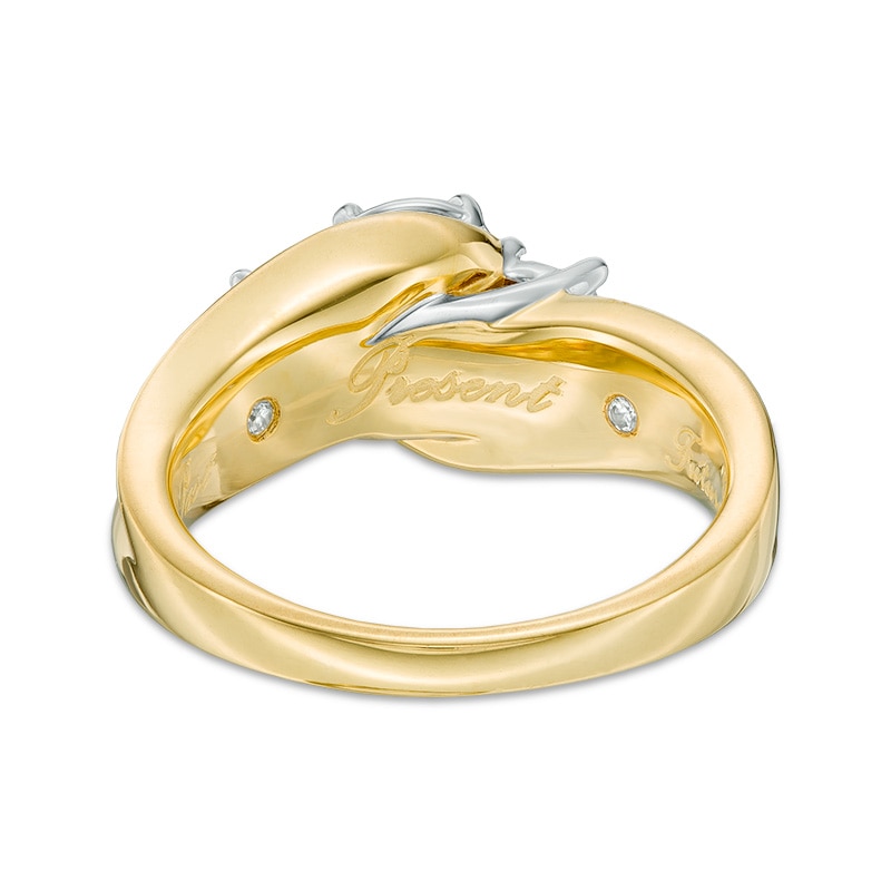 Main Image 3 of Previously Owned - 1 CT. T.W. Diamond Past Present Future® Bypass Engagement Ring in 14K Gold
