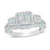 Thumbnail Image 1 of Previously Owned - 1-1/2 CT. T.W. Quad Diamond Frame Past Present Future® Engagement Ring in 14K White Gold