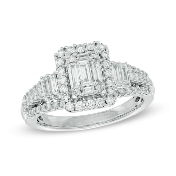 Previously Owned - 1 CT. T.w. Baguette Composite Diamond Engagement Ring in 14K White Gold