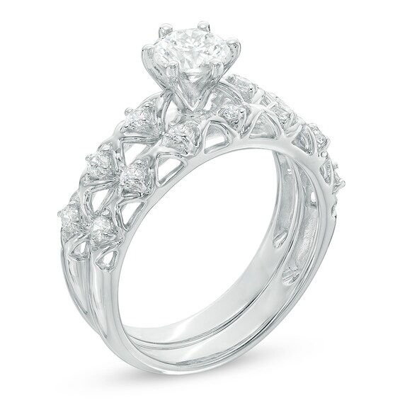 Previously Owned - 1 CT. T.w. Diamond Bridal Set in 10K White Gold
