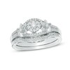 Thumbnail Image 1 of Previously Owned - 1/3 CT. T.W. Composite Diamond Double Flower Bridal Set in 10K White Gold