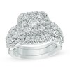 Thumbnail Image 1 of Previously Owned - 2 CT. T.W. Diamond Cushion Frame Three Piece Bridal Set in 14K White Gold