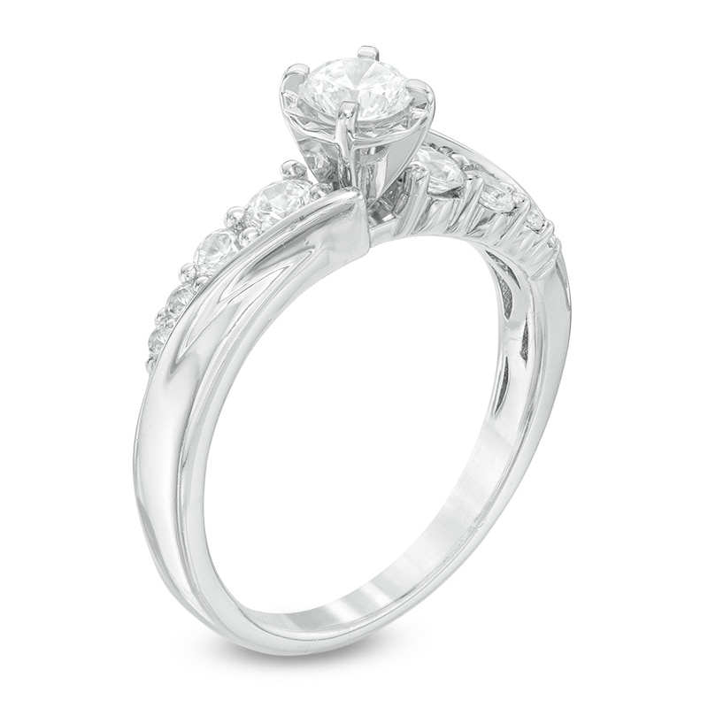 Main Image 2 of Previously Owned - 3/4 CT. T.W. Diamond Slant Engagement Ring in 14K White Gold