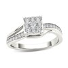 Thumbnail Image 1 of Previously Owned - 1/2 CT. T.W. Diamond Square Composite Bypass Engagement Ring in 14K White Gold