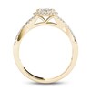 Thumbnail Image 3 of Previously Owned - 1/2 CT. T.W. Diamond Frame Twist Shank Engagement Ring in 14K Gold