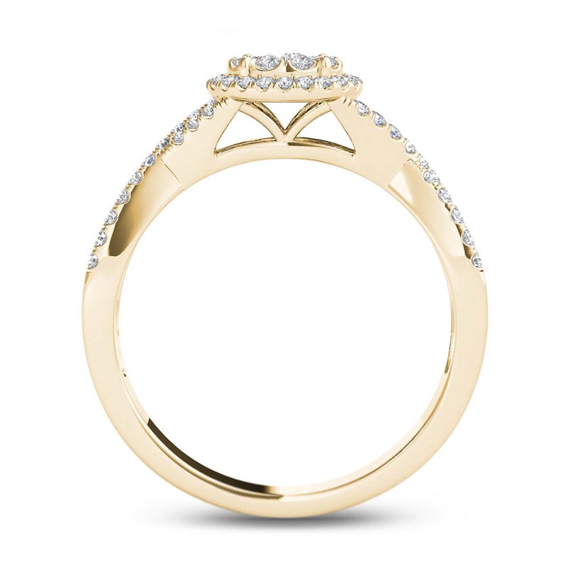 Main Image 3 of Previously Owned - 1/2 CT. T.W. Diamond Frame Twist Shank Engagement Ring in 14K Gold