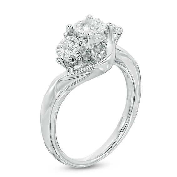 Previously Owned - 1/2 CT. T.w. Diamond Past Present FutureÂ® Engagement Ring in 10K White Gold