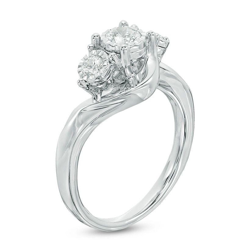 Main Image 2 of Previously Owned - 1/2 CT. T.W. Diamond Past Present Future® Engagement Ring in 10K White Gold